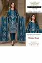 Attari Arts Vol 760 Teal Blue Winter Wool Embroidered 3 Piece Suit