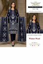 Attari Arts Vol 760 Navy Blue Winter Wool Embroidered 3 Piece Suit